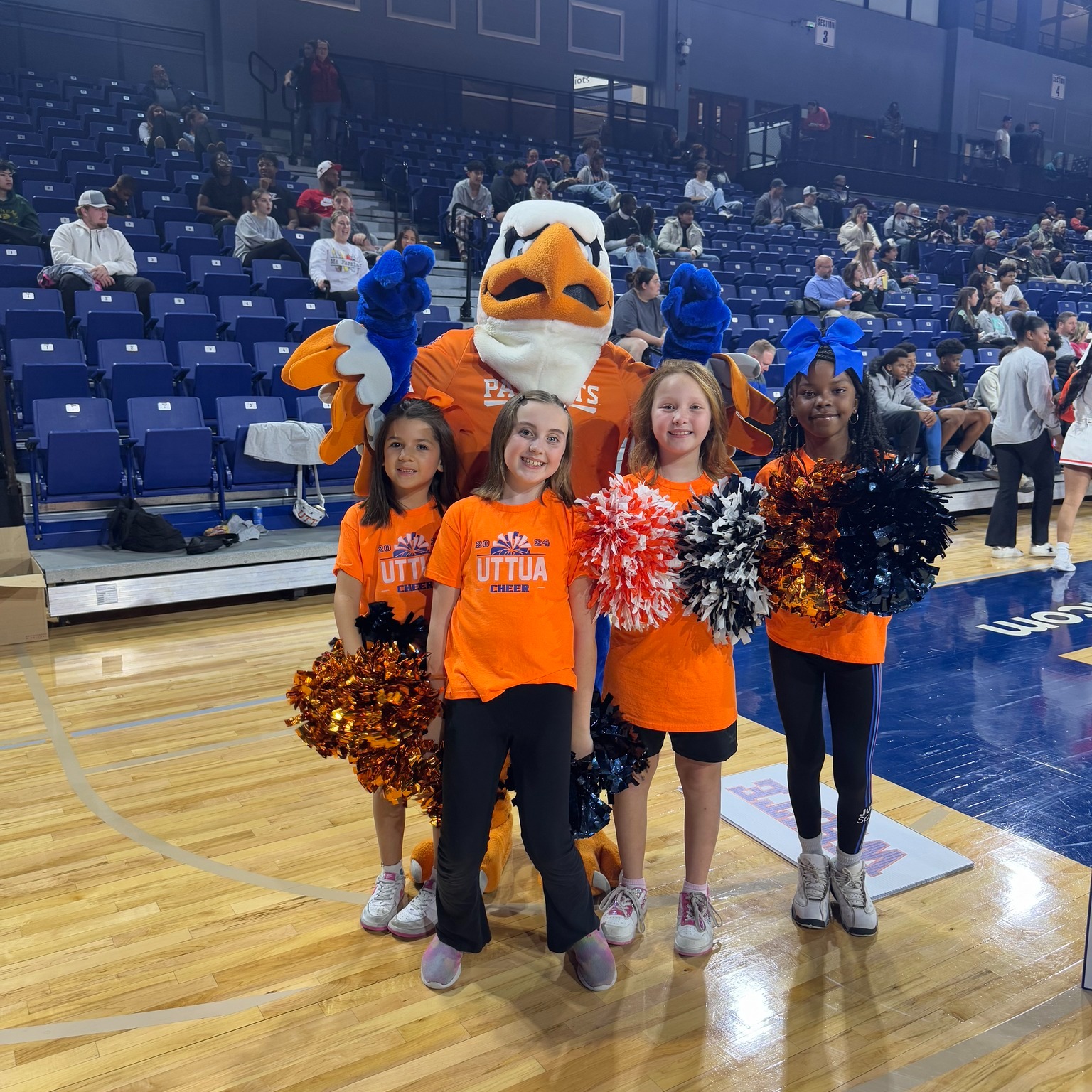 cheerleaders at basketball game